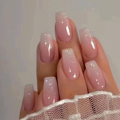 24 Acrylnägel Aufkleben Press on Nails Rosa Ballerina Full Cover Nagelkunst