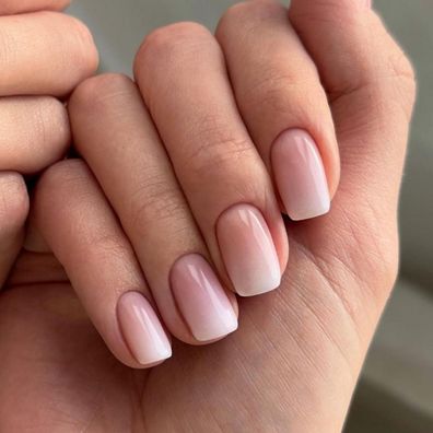 24er Set Gradient Nägel Beige Press on Nails Glossy Kunstnägel French Square