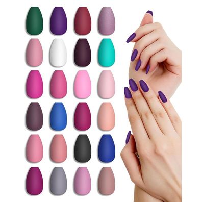 24er Pack Ballerina Nägel Matt - Fake Nails Kit Hochwertig, Künstliche Nägel