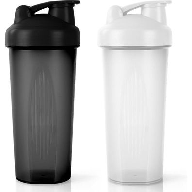 AOGOE 600ml Protein Shaker Eiweiß Shake Becher mit Messskala Schwarz