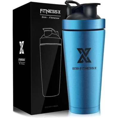 700ml Edelstahl Protein Shaker Sport Fitness Eiweiß Becher Kugel VACUMM Blau