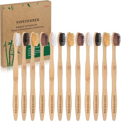 12er Pack Bambus Zahnbürsten Set biologisch abbaubar vegan