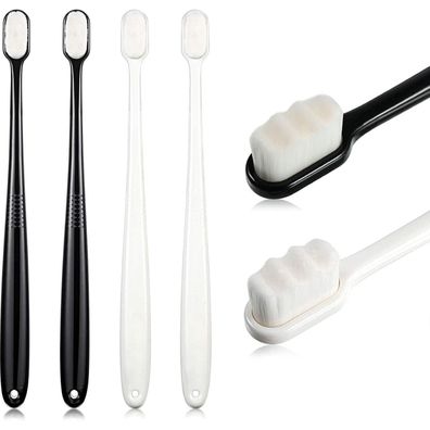 4 Stücke Soft Micro Nano Manual Zahnbürste Extra Weiche Borsten Schwarz