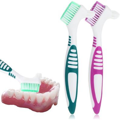 Premium Zahnersatzreinigungsbürsten-Set grün/lila, mehrlagige