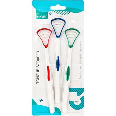 Zungenschaber Zungenreiniger-Set 3 Farben Zungenbürste 3er Packung