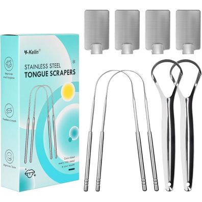 4er Pack Zungenreiniger Edelstahl Mundpflege frischer Atem U-förmig