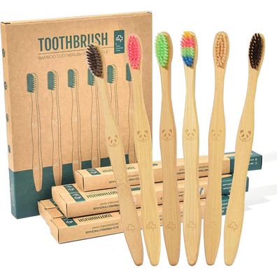 12er Pack Bambus Zahnbürsten Weiche Borsten Eco Friendly Biologisch Abbaubar