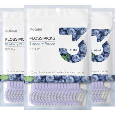 Zahnseide Stäbchen Zahnstocher Blueberry 300 Mundreinigung Atemfrisch