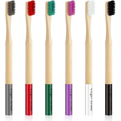 6er Pack Bambus Zahnbürste Bio Abbaubar Holz BPA-frei Mittelhart Anti-Schimmel