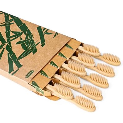 Daletu Bambus Zahnbürste Mittel 10 Stück Set Weich Borsten Holz Bio