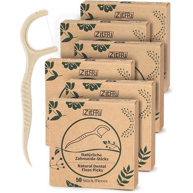 300er Nachhaltige Zahnseide Sticks Natur Zahnsticks Zahnreinigung 6er Vegan