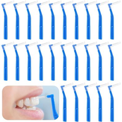 25x Interdentalbürsten 0,7mm L-Form Zahnzwischenraum Blau