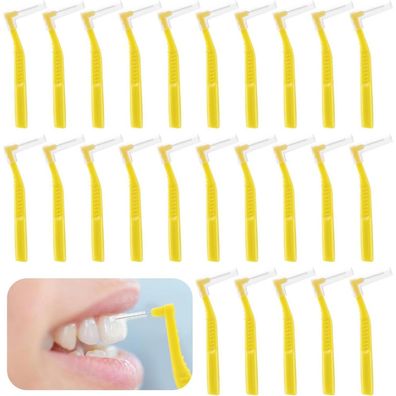 25 Stück Prasacco Gelbe Interdentalbürsten 0,6 mm L-Form Zahnzwischenraumbürsten