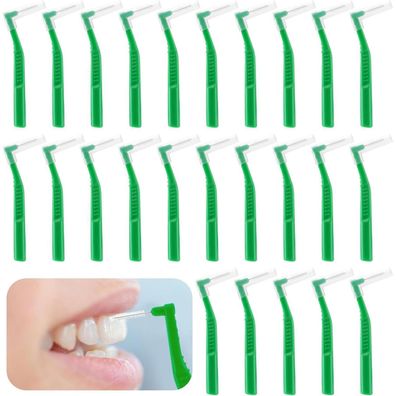 25 Stück 0,8mm Interdentalbürsten L-Förmig Zahnzwischenraum Grün
