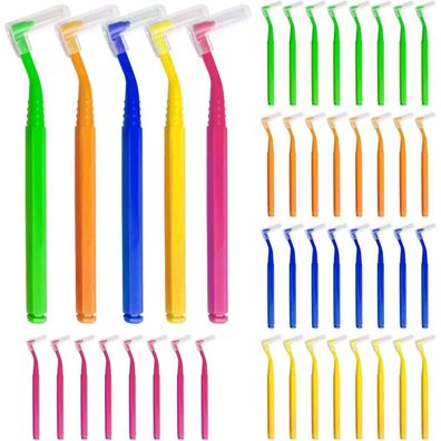 40 Stück Interdentalbürsten L-Förmige Zahnzwischenraumbürsten 5 Farben