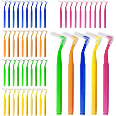 50 Stück Interdentalbürsten Zahnreinigung L-förmige Bürsten 5 Farben