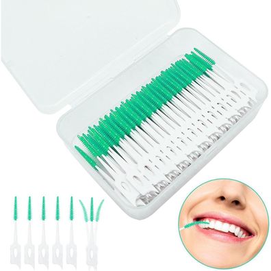 Interdentalbürsten 280 Stück Silikon Zahnreinigung Zwischenräume Grüner Stick