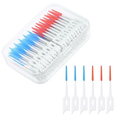 220 Stück Silikon Interdentalbürsten Zahnzwischenraumreiniger Blue Orange