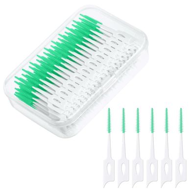 Interdentalbürsten 220 Stück Silikon Zahnzwischenraumbürsten Grün