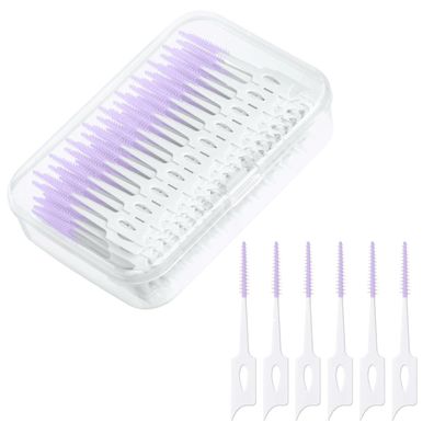 220x Interdentalbürsten Silikon Zahnseide Zahnpflege Lila