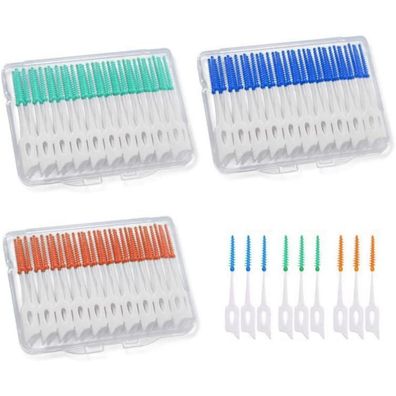 120 Stück Interdentalbürsten Zahnseide Mundhygiene Set 3 Farben