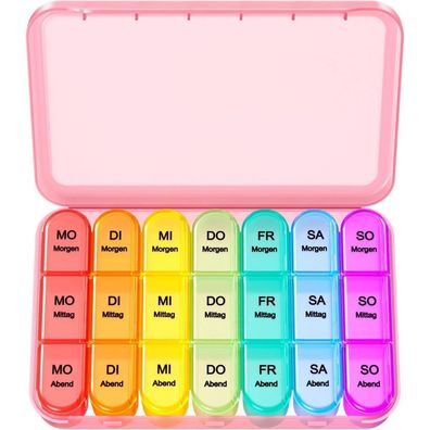 Pillendose 7 Tage 3 Fächer Tablettenbox Reise Medikamentenbox Rosa