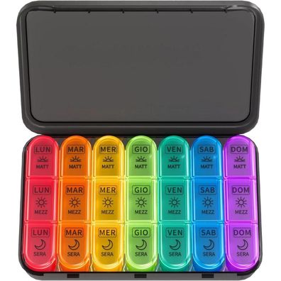 Tablettenbox 7 Tage Pillendose 3 Fächer Medikamente Vitamine Schwarz