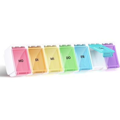 Opret Tablettenbox 7 Tage Deutsch Pillendose Organizer Regenbogen Tablettendose