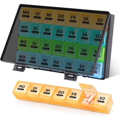 Tablettenbox 7 Tage mit Großen Fächern Organizer Monatlich Pillen Medikamente