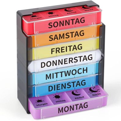 Pillendose Tablettenbox 7 Tage 4 Fächer Organizer BPA-frei