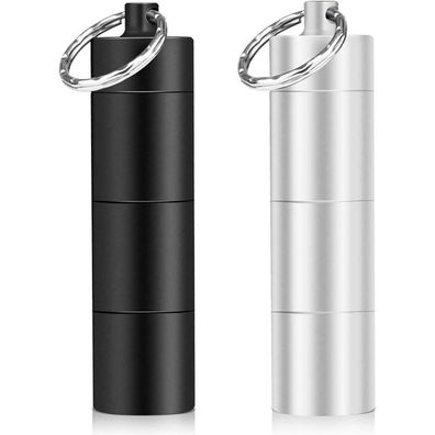 Opret 2er Pack Pillendose Schlüsselanhänger Wasserdicht 3 Teilbare Fächer