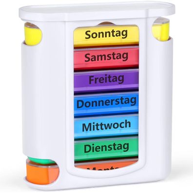 Opret Tablettenbox mit 4 Fächern für Medikamente, 7 Tage Pillendose