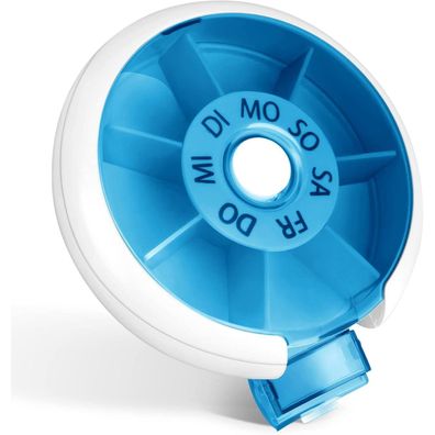 Opret Pillendose 7 Tage BPA-frei Drehfächer Tablettenbox Klein Blau