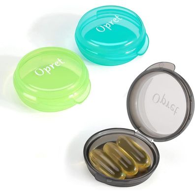 Opret Tablettenbox Pillendose Klein Vitamine Fischöl 3 Stück (Schwarz Cyan
