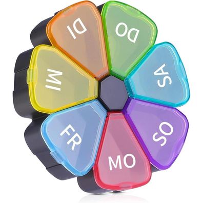 Tablettenbox 7 Tage Medikamentenbox Pillendose Große Fächer Unterwegs