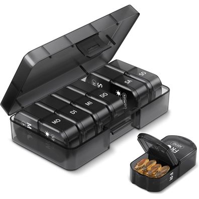Tablettenbox 7 Tage 2 Fächer BPA-frei Medikamentenbox groß Wochenbox