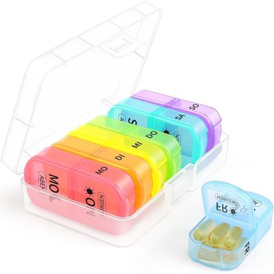 Opret Tablettenbox 7 Tage BPA-frei Medikamentenbox mit großen Fächern
