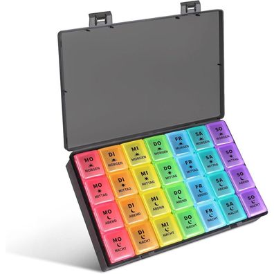 Tablettenbox 7 Tage Pillendose 4 Fächer Medikamentenbox BPA-frei