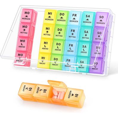 Pillenbox 7 Tage BPA-frei Tabletten Wochenbox Fächer