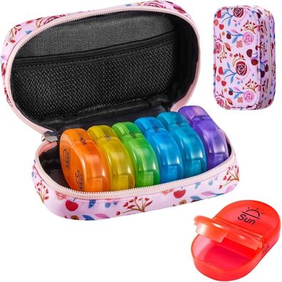 Serfeymi Tablettenbox 7 Tage Medikamenten Organizer Regenbogen Pillendose