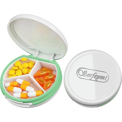 Serfeymi Tablettenbox Pillendose Wasserdichte 3 Fächer für Reise & täglichen