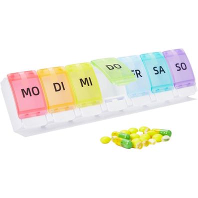 Pillendose Tablettenbox 7 Tage Medikamentenbox Leicht zu Öffnen transparent