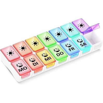 Tablettenbox 7 Tage 2 Fächer Pillendose Medikamentenbox 14 Fächer