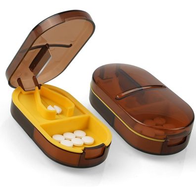 Tablettenteiler Pillenschneider 2-in-1 für Kleine und Große Tabletten