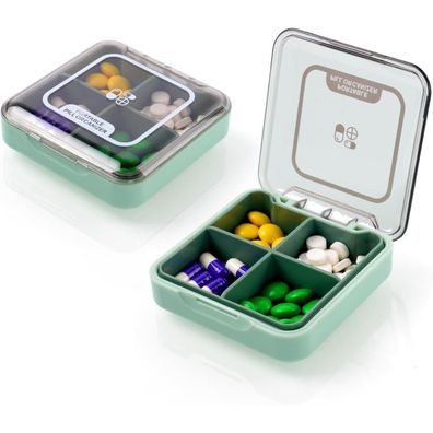 Pillendose 7 Tage Medikamentenbox 4 Fächer BPA Frei Grün