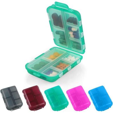 Tablettenbox 7 Tage Pillendose 10 Fächer Medikamentenbox BPA Frei Grün