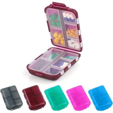 ACWOO Tablettenbox 7 Tage Pillendose 10 Fächer Medikamentenbox BPA Frei Rot