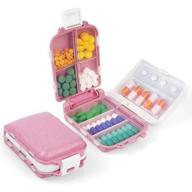 Pillendose 7 Tage Morgens Abends Tablettenbox Klein BPA Frei Rosa