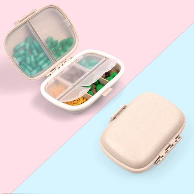 Tablettenbox 7 Tage Pillendose 8 Fächer BPA Frei für Medikamente Vitamine Beige