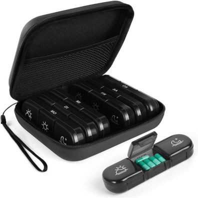 ACWOO Tablettenbox 7 Tage Medikamentenbox Morgens Abends handlich BPA frei